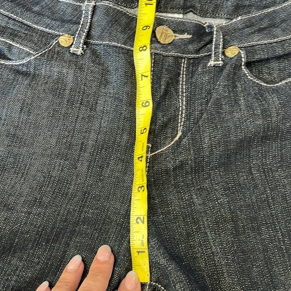 Cache Bootcut Jeans Dark wash Mid rise Gold Accents Womens 6 Y2K Stretchy - Picture 8 of 14